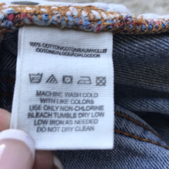 FP Distressed Denim Shorts with Tapestry Accents - Picture 7 of 9